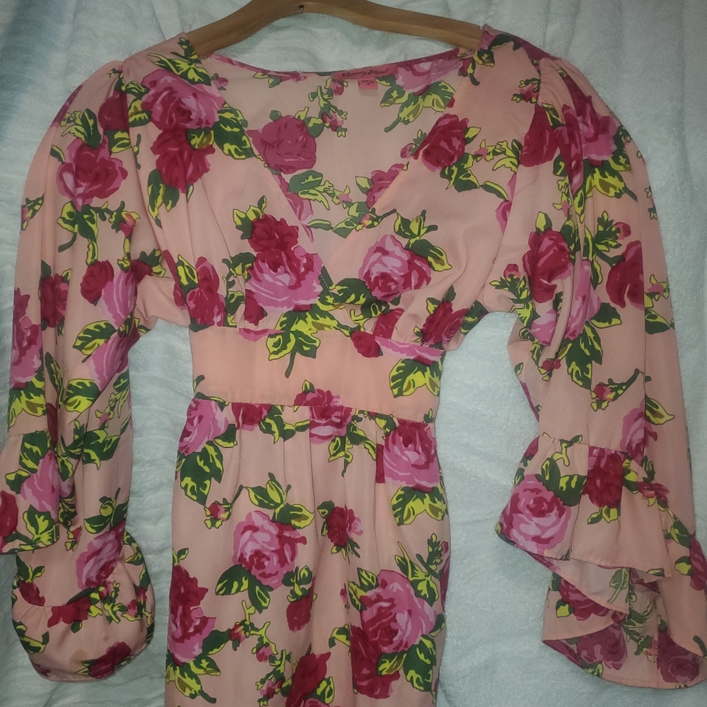 Betsey Johnson Rose Floral Print Blouse